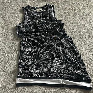 MICHAEL Michael Kors Black and White Palm Print Mini Dress
